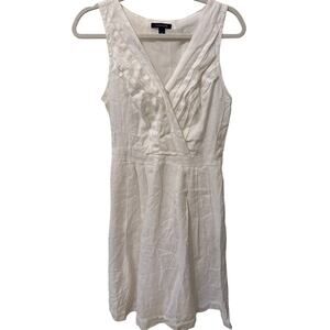 Lands End White Linen Sleeveless Dress Women's Size 8 Quiet Luxury Old Money